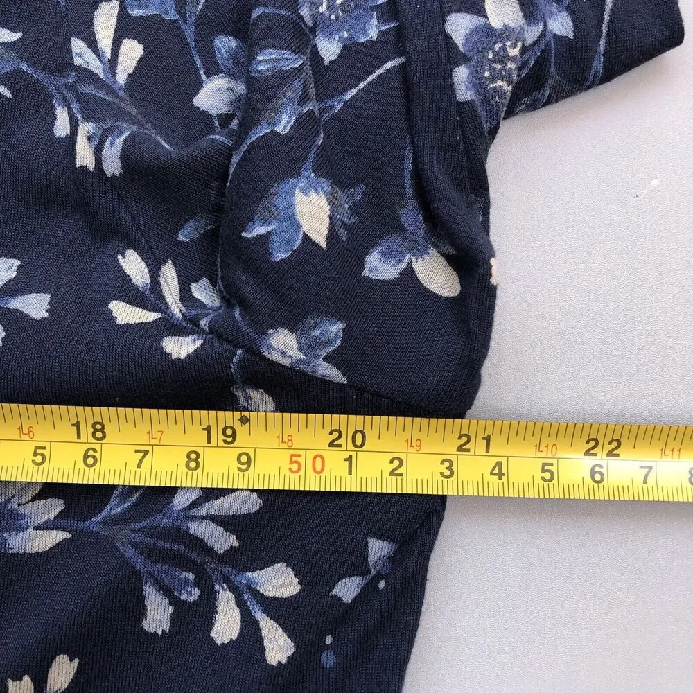 J. Jill Women Large Blue Floral Baby Doll Peplum Tunic Top Cottagecore Flowy
